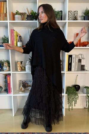 Bowie Mesh Midaxi Skirt Black